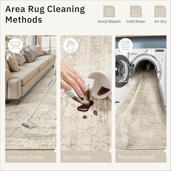 Runner Rug 2x5 Washable Non-Slip Kitchen Runner Rugs for Bathroom Laundry Room Beige Vintage Floor Carpet Runners for Hallway Entryway