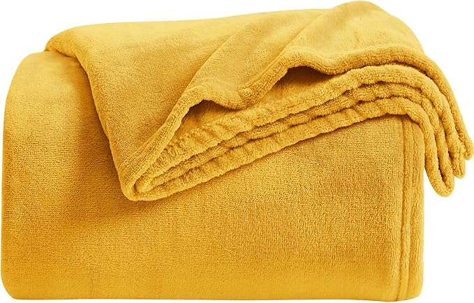 KMUSET Fleece Blanket Twin Size Honey Yellow Lightweight Super Soft Cozy Fuzzy Bed Blankets Microfiber Factory Shop