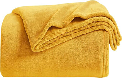 KMUSET Fleece Blanket Twin Size Honey Yellow Lightweight Super Soft Cozy Fuzzy Bed Blankets Microfiber Factory Shop