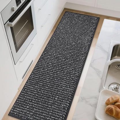 BEQHAUSE Kitchen Runner Rugs 24"x60", Non-Slip Kitchen Mats for Floor, Super Absorbent and Stain Resistant Kitchen Rug, Machine Washable Rugs for Kitchen, Hallway, Laundry & Sink, Charcoal