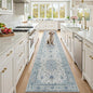 Area Rugs 2'6''x12' Runner Rug Non Slip Washable for Kitchen Hallway Bedroom Beside Laundry Room Bathroom Rug, Floor Carpet, Light Blue Navy Beige Gray White