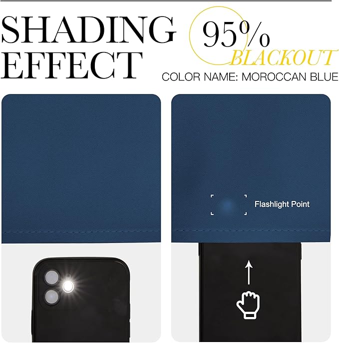 NICETOWN Room Darkening Curtains 84 inch Length 2 Panels, Thermal Insulated Grommet Blackout Curtains for Modern Casual Elegant Bedroom Kids Room Theme Decoration (Moroccan Blue, 2 Pieces, W52)