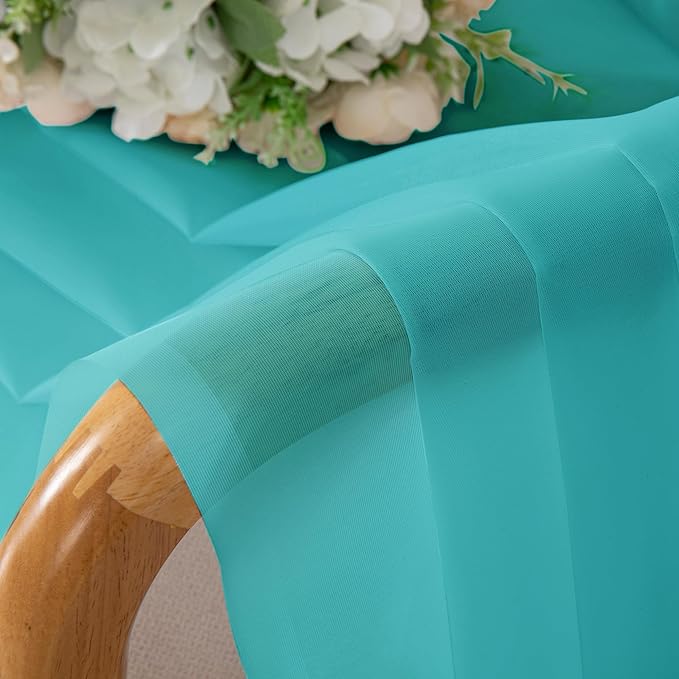 Chyhomenyc Turquoise Sheer Curtains 72 Inch Length 2 Panels, Light Filtering Soft Airy Rod Pocket Voile Window Curtain Drapes for French Door Bedroom Living Room, Each 42Wx72L Inches