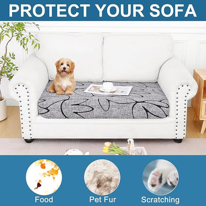 Smiry Printed Couch Cushion Covers, Stretch Soft Couch Covers for Sofa, Washable Non-Slip Sofa Slipcover Furniture Protector for Indoor and Outdoor (Medium,Grey and Black)