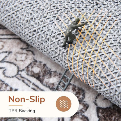 OPPODREAM Soft 10x14 Area Rugs, Washable Rugs 10x14 with Non Slip Backing, Low-Pile Faux Cashmere 10 x 14 Carpet, Greenish Grey
