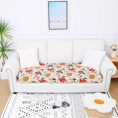 Smiry Printed Couch Cushion Covers, Stretch Soft Couch Covers for Sofa, Washable Non-Slip Sofa Slipcover Furniture Protector for Indoor and Outdoor (Large, Orange)