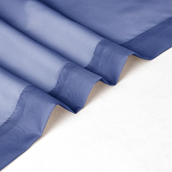 Chyhomenyc Royal Blue Sheer Curtains 63 Inch Length 2 Panels, Rod Pocket Solid Window Sheer Curtain Panels, Elegant Curtains & Drapes for Living Room Bedroom 2 Panels (Royal Blue, 42 W x 63 L)