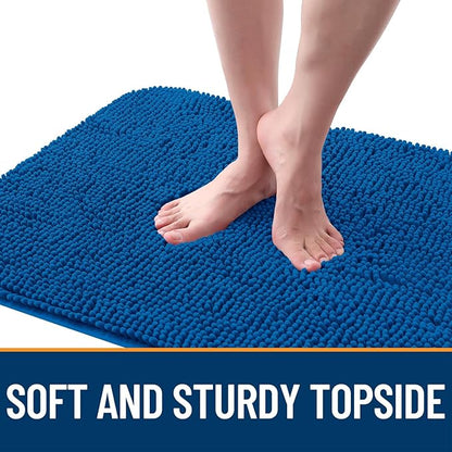 OLANLY Dog Door Mat for Muddy Paws 44x24, Absorbs Moisture and Dirt, Absorbent Non-Slip Washable Doormat, Quick Dry Chenille Mud Mat, Entry Indoor Entryway Carpet for Inside Floor, Deep Navy Blue