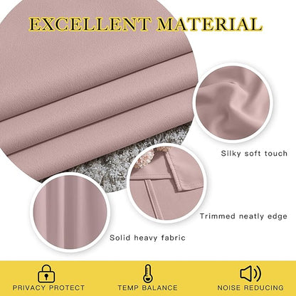 NICETOWN Light Block Window Curtains 84" Length - Home Fashion Thermal Insulated Solid Grommet Room Darkening Window Treatments for Hall Room, Blush Pink, 1 Pair, 52" Wide by 84" Long
