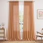 Peach Quartz Linen Curtains 96 Inch Length 2 Panel Set Back Tab Rod Pocket Textured Light Filtering Semi Sheer Boho Aesthetic Burlap Look Drapes for Bedroom and Living Room Decoration 8Ft 52x96 Inch