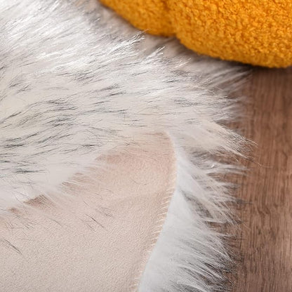 Goolela Faux Sheepskin Rug 2x6 Fluffy Fuzzy Furry Runner for Bedroom Bedside Plush - White with Grey Tips - Sheepskin