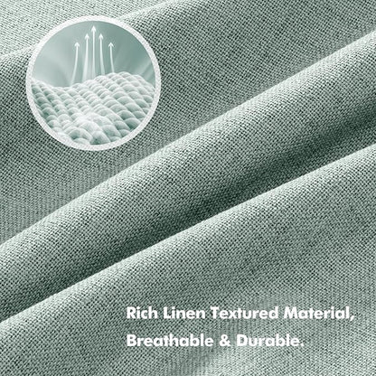MIULEE 100% Blackout Linen Curtains for Bedroom, Seafoam Green Solid Luxury Decor Thermal Insulation Room Darkening Drapes for Living Room Nursery Back Tab Rod Pocket 42 x 72 Inches, 2 Panels