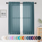 OWENIE Sheer Curtains, 63 inch Length Set of 2, Rod Pocket Light Weight Voile Curtains & Drapes for Bedroom & Living Room, Each 42Wx63L inch, Dusty Blue