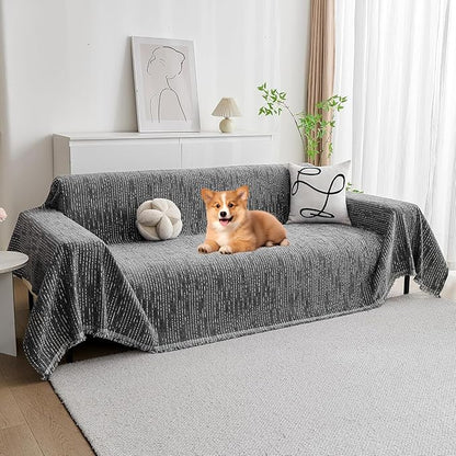 MYSKY HOME Couch Covers for Sofa, Dog Couch Cover Protector, Dark Grey Lines Sofa Covers for Sectional L Shape, Pets Couch Throw Cover Washable Durable Large Couch Cover for Dogs, Cats, 71" X118"