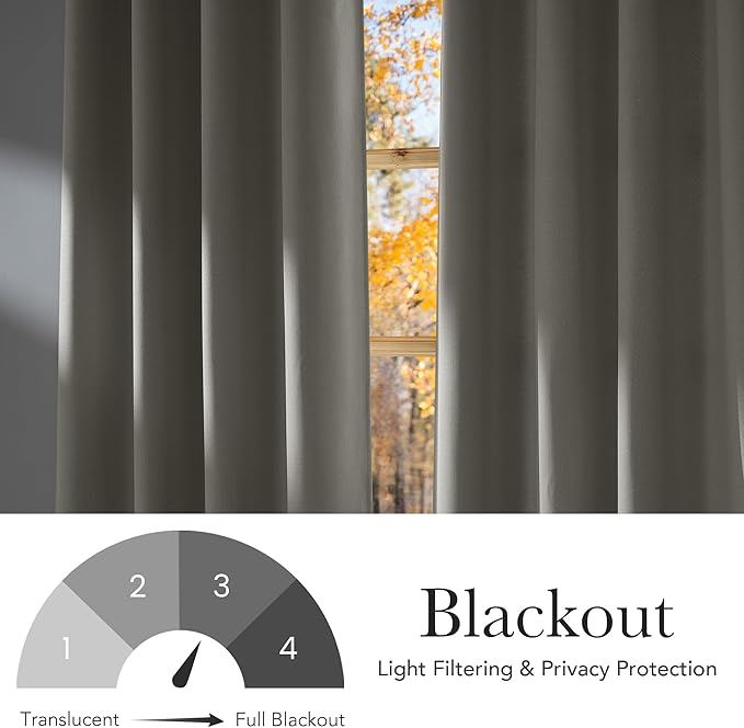 NICETOWN Natural Faux Linen Room Darkening Rod Pocket Curtains 63 inch Length, W42 x L63, Light Blocking Thermal Insulated Noise Reducing Drapes for Bedroom Living Room Farmhouse Decor, 2 Panels