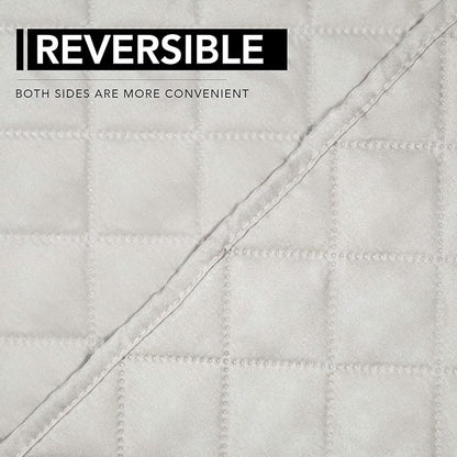 Easy-Going Oversized Recliner Cover Reversible Couch Cover Sofa Cover for Living Room Water Resistant Furniture Protector with Elastic Straps for Pets Dog (Oversized Recliner, Ivory/Ivory)