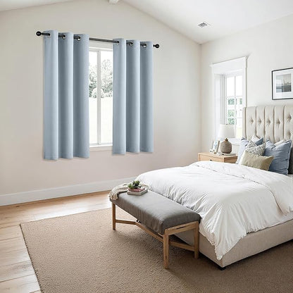 MIULEE Light Blue Blackout Curtains for Bedroom Living Room 54 Inches Long 2 Panels, Thermal Insulated Room Darkening Drapes Solid Grommet Noise Reduction Light Blocking Window Treatments 40x54 Inch