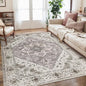 SERISSA 5x7 Boho Area Rug, Washable Large Rugs for Living Room, Ultra Soft Non-Slip Bedroom Rug Print Distressed Vintage Farmhouse Carpet Earth Tone Rug for Dining Room Office Home Decor