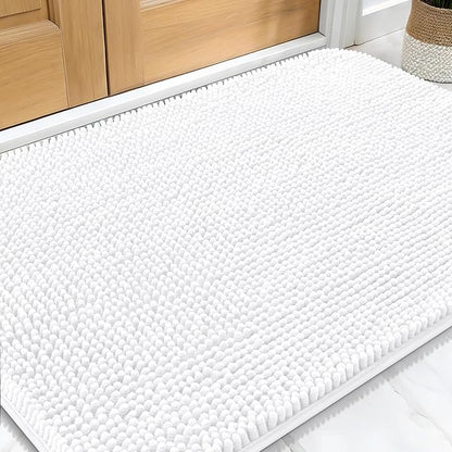 OLANLY Dog Door Mat for Muddy Paws 30x20, Absorbs Moisture and Dirt, Absorbent Non-Slip Washable Doormat, Quick Dry Chenille Mud Mat for Dogs, Entry Indoor Entryway Carpet for Inside Floor, White