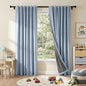 RYB HOME Linen Texture Curtains for Bedroom, 100% Blackout Thermal Insulated Curtains, Rod Pocket&Back Tab Room Darkening Drapes Luxury Decor for LivingRoom/Nursery, W52xL84, 2 Panels, Smoky Blue