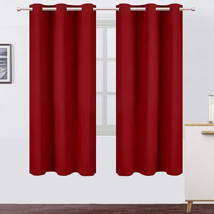 LEMOMO Red Thermal Blackout Curtains/42 x 72 Inch/Set of 2 Panels Room Darkening Curtains for Bedroom