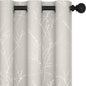 Deconovo Short Kitchen Curtains, Room Darkening Curtain Beige, Thermal Insulated Soundproof Drapes, Silver Branch Print, 42 x 54 Inch, Machine Washable Window Panels for Living Room Office, Set of 2