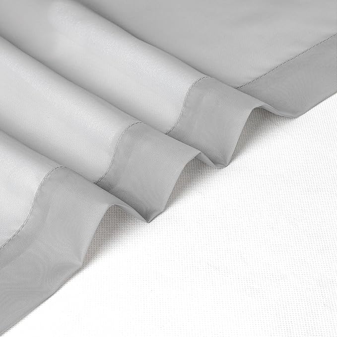 Chyhomenyc Sheer Light Grey Tier Curtains 24 Inch Length, Small Window Curtains Treatment for Bathroom Living Room Basement, Short Rod Pocket Cafe Curtain, 42W x 24L Inches, 2 Panels