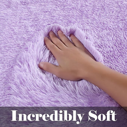 ONASAR Purple Area Rugs for Bedroom Living Room, Fluffy 4x6 Indoor Bedside Floor Throw Rug, Soft Plush Shaggy Carpet for Nursery Kids Girls Boys Teen Dorm Home Office Decor Aesthetic