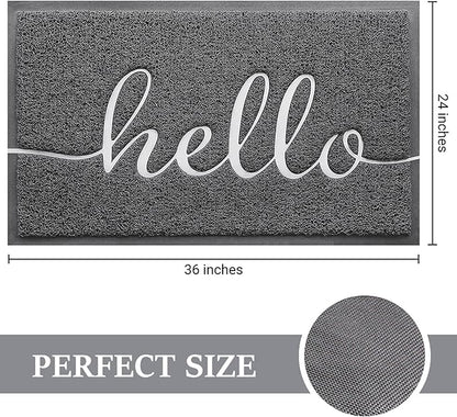 BeneathYourFeet Door Mat (36"x24",Dark Grey), Welcome Mat Low Profile Front Doormat Non Slip Mats for Entryway, Patio, High Traffic Areas