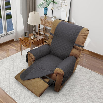 Recliner Chair Covers Reversible Sofa Cover Couch Cover for Pets Lazy Boy Furniture Protector(28''Recliner,Dark Grey/Dark Grey)