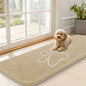 OLANLY Dog Door Mat for Muddy Paws 59x20, Paw Print Design, Absorbs Moisture and Dirt, Absorbent Non-Slip Washable Doormat, Quick Dry Chenille Mud Mat for Dogs, Entry Indoor Entryway Carpet, Beige