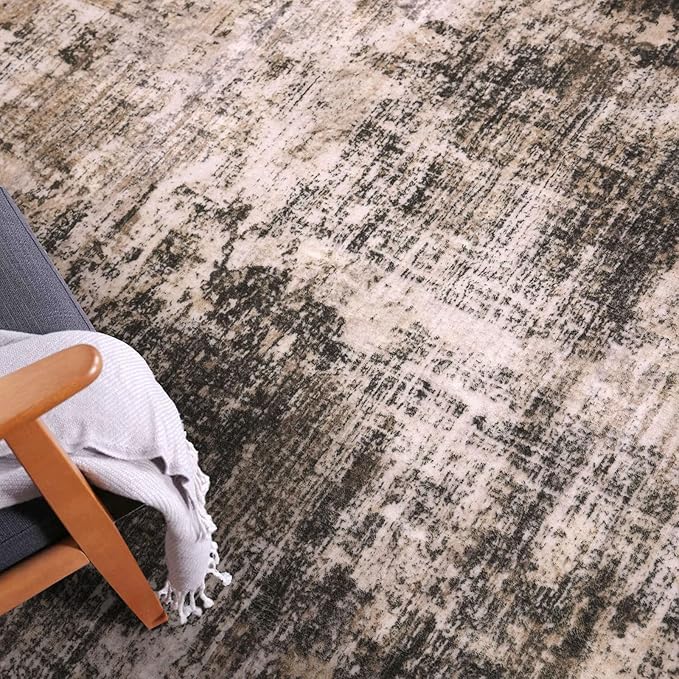 IOHOUZE Abstract Runner Rug 2x12 Ft Washable Runners for Hallways, Non Slip Kitchen Runner Printed Faux Wool Entryway Runner Indoor, Modern Abstract Floor Carpet for Hall Kitchen, Brown/Rust