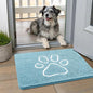 Smiry Dog Door Mat for Muddy Paws, Absorbent Dirt Trapper Non Slip Quick Dry Washable Chenille Mat for Mud Dogs, Entry Rug for Indoor and Outdoor (24x16 Inches, Sky Blue and White)