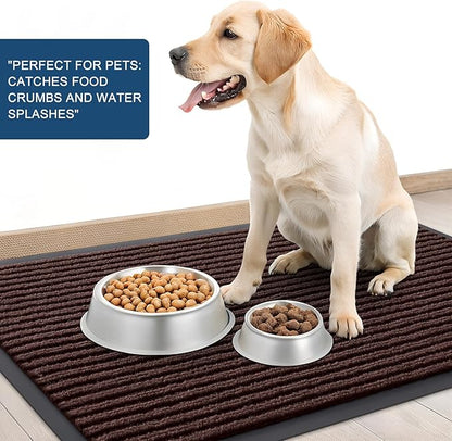 OLANLY Front Door Mat Indoor Outdoor Entrance, 2-Pack 59 x 34 Inch, Waterproof Heavy Duty Doormat, Fade Resistant, Low Profile, Easy Clean Patio Porch Welcome Floor Mats for Entry, Brown