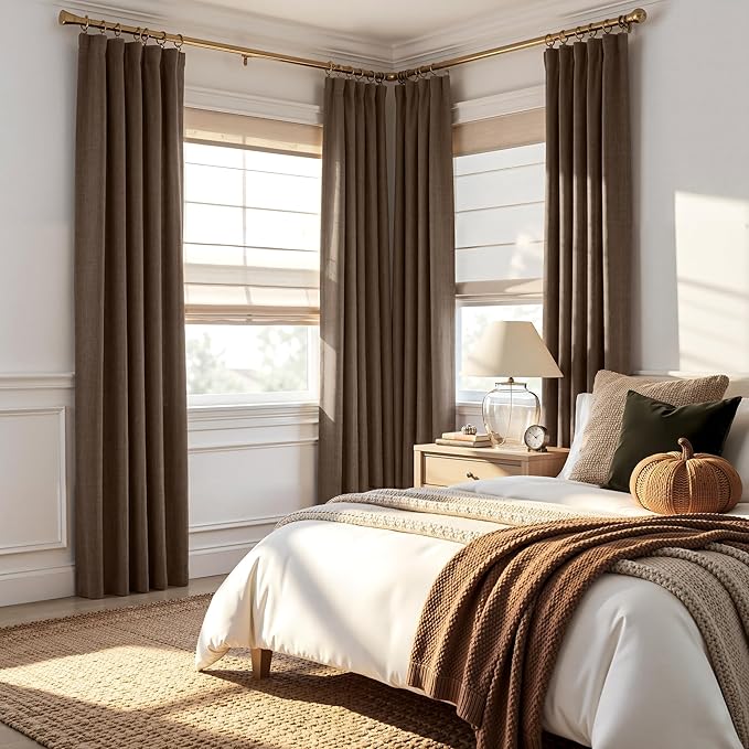 RYB HOME 100% Blackout Curtains 102 Inch Long, Thermal Insulated Window Curtains for Bedroom/Living Room/Dining/Sliding Glass Door, Privacy Assured Farmhouse Home Decor, W52 x L102, Coffee, 2 Panels