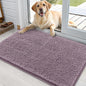 OLANLY Dog Door Mat for Muddy Paws 35x24, Absorbs Moisture and Dirt, Absorbent Non-Slip Washable Doormat, Quick Dry Chenille Mud Mat for Dogs, Entry Indoor Entryway Carpet for Inside Floor, Deep Plum