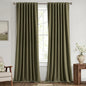 MIULEE 100% Blackout Linen Curtains for Bedroom, Light Olive Green Solid Luxury Decor Thermal Insulation Room Darkening Drapes for Living Room Nursery Back Tab Rod Pocket 42 x 96 Inches, 2 Panels