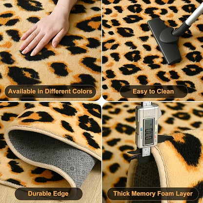 Amearea Soft Leopard Rugs for Bedroom Living Room, 3x5 Modern Cheetah Print Thickened Memory Foam Rug, Fluffy Indoor Washable Animal Rug Carpet for Kids Boys Girls Dorm Nursery Room Home Decor, Khaki