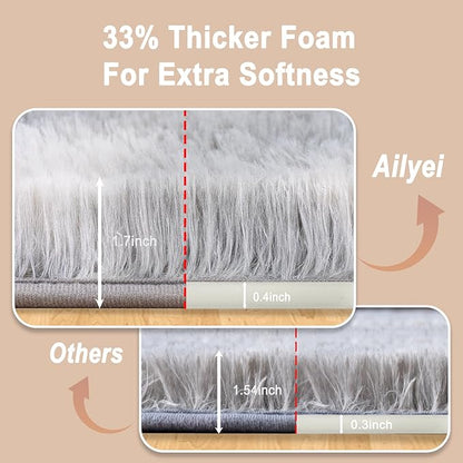 Ultra Soft Runner Rugs for Bedroom Hallways with Upgraded Non-Slip Rubber Backing & Thick Memory Sponge, 2 Packs 2x6 Feet Fluffy Shag Throw Area Rug for Bedside Dorm Tie-dye Light Grey
