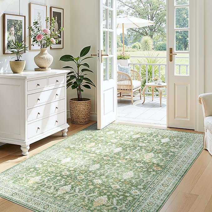 Lofus 3x5 Area Rug for Entryway, Light Green Non Slip Area Rugs for Kitchen, Washablee Soft Rugs for Bedroom, Living Room, Tool Room Nursery Kids Room Decor