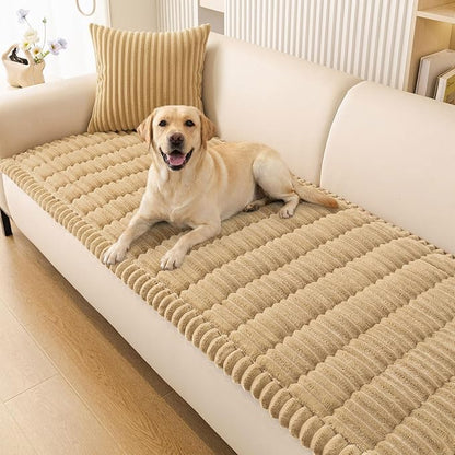 Smiry Couch Cover for Dogs Washable, Non Slip Fuzzy Pet Couch Covers for 3 Cushion Sofa Pet Friendly, Thick Soft Sofa Slipcovers Cushion Protector (Camel, 27.6" x 88")