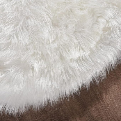 Goolela White Fluffy Fuzzy Rug 3x5 Faux Fur Sheepskin Rug for Bedroom Bedside Furry Carpet for Living Room Soft Rectangle