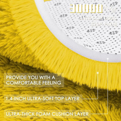 OLANLY Yellow Round Rugs for Bedroom - Machine Washable, 8 ft Circle Area Rugs for Living Room, Soft and Fluffy Shaggy Carpet for Teen Girl and Boys, Nursery Rooms, Dorms, Home Decor Aesthetic