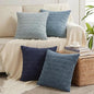 Fancy Homi Set of 4 Blue Boho Decorative Throw Pillow Covers 22x22 Inch for Couch Bed Sofa, Aesthetic Modern Bohemian Room Decor, Soft Fuzzy Cozy Corduroy Textured Coastal Blue Cushion Case 55x55cm