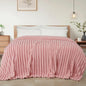 Exclusivo Mezcla King Size Flannel Fleece Blanket, Super Soft Striped Jacquard Bed Blanket, Lightweight Fuzzy Cozy for All Seasons, 90x104 Inches, Pink