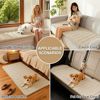 hyha Couch Covers for Dogs Washable, Non Slip Plush Dog Sofa Protectors, Fuzzy Pet Couch Covers for 3 Cushion Sofa Pet Friendly (Apricot, 27.6" x 70.9")