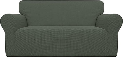Easy-Going Stretch Oversized Loveseat Slipcover 1-Piece Sofa Cover Furniture Protector Couch Soft with Elastic Bottom for Kids Polyester Spandex Jacquard Fabric Small Checks Olive Green