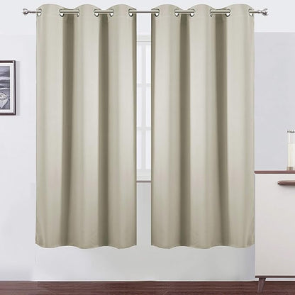 LEMOMO Light Beige Thermal Blackout Curtains/42 x 72 Inch/Set of 2 Panels Room Darkening Curtains for Bedroom