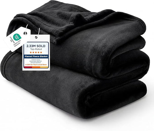 Bedsure GentleSoft Fleece Blankets Queen Size Black - Bed Blanket Soft Lightweight Plush Fuzzy Cozy Luxury Microfiber, 90x90 inches