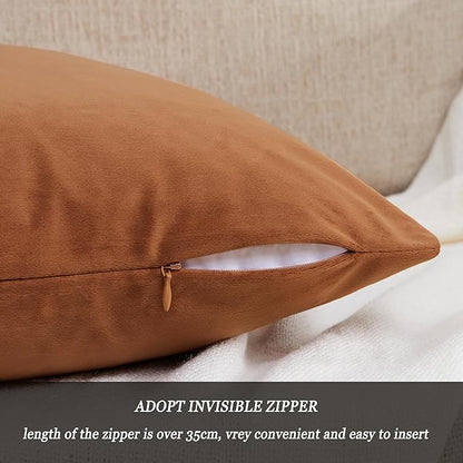 GIGIZAZA Dark Burnt Orange Pillow Covers 16x16 Throw Pillows Velvet Decorative Sofa Couch Pillow Covers Bedroom Cushion Pillowcase